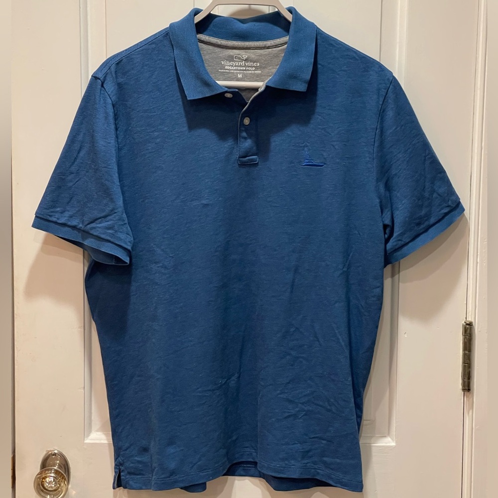 Vineyard Vines Mens Edgartown Blue Polo Shirt Size M Cotton Blend